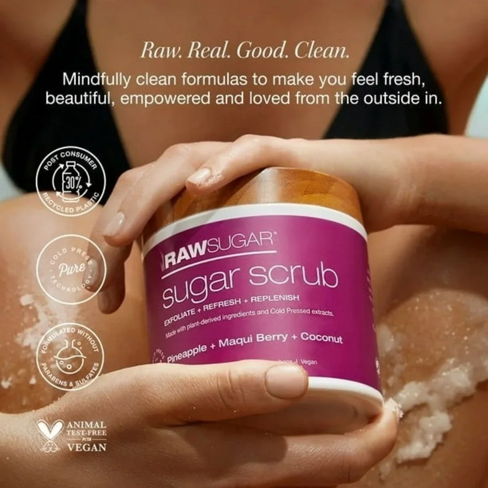 Raw Sugar Sugar Scrub Set 3 Jar Skin Treatment